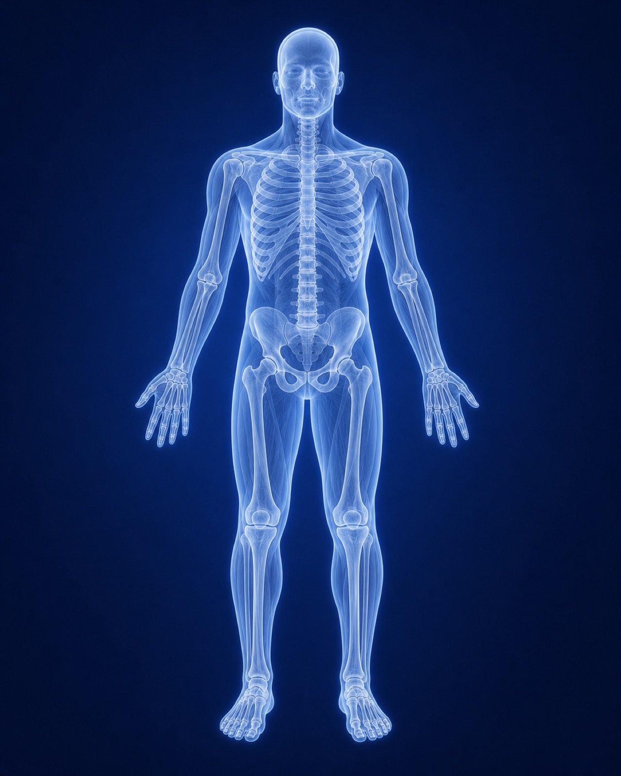 Ilustração anatômica do corpo humano visto de frente